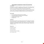Information System Manager Job Description example document template