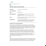 Principal Lawyer Job Description - Legal Services | Community Practice example document template