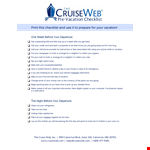 Cruise Vacation Checklist Template - Ensure a stress-free vacation with this comprehensive checklist example document template