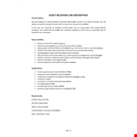Guest Relations Job Description example document template