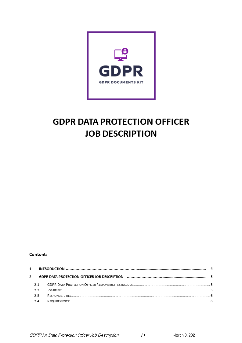data protection officer job description sample