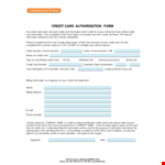 Credit Card Authorization Form example document template 