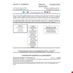 Digital Media Marketing Resume example document template