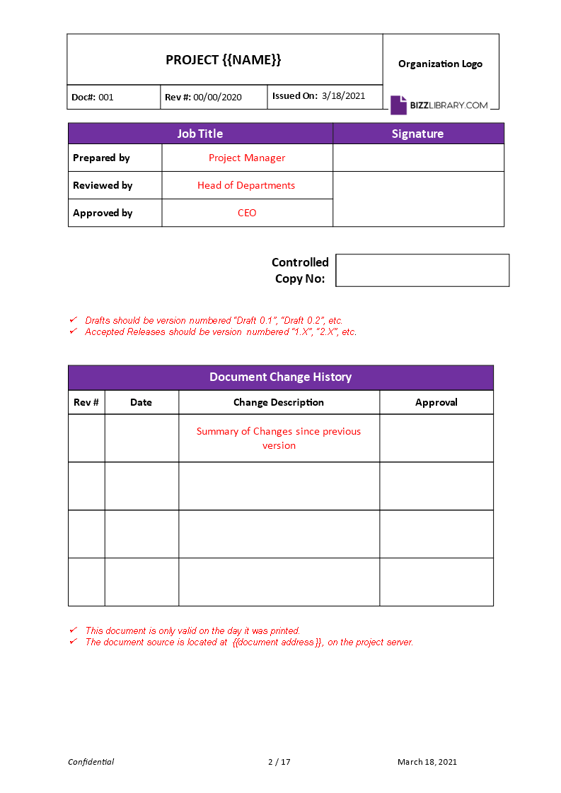 project charter example