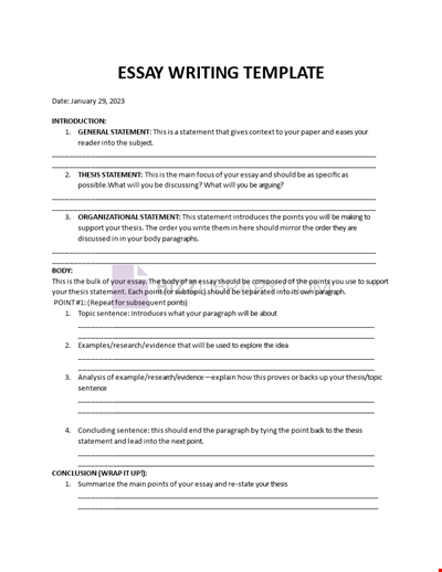 Essay Writing Template