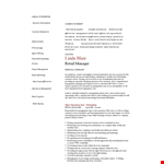 Retail Manager Work Resume example document template