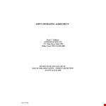 Joint Operating Agreement Template example document template 