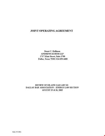 Joint Operating Agreement Template