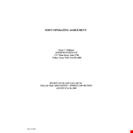 Joint Operating Agreement Template example document template