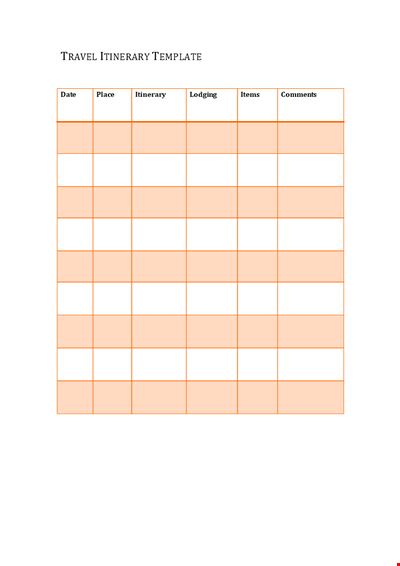 Travel Itinerary Template Sample