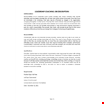 Leadership Coach Job Description example document template