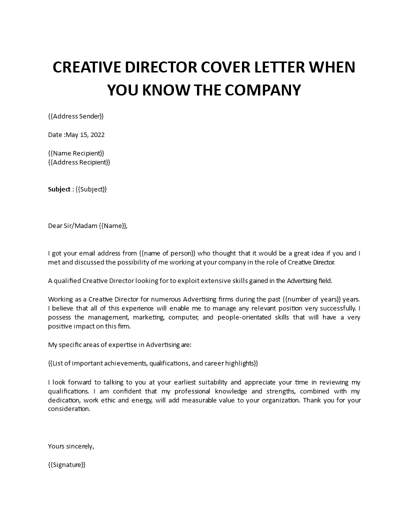 creative director cover letter Main Image creative director cover letter
