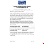 Strategic Sales And Marketing Plan example document template