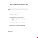 Exit Interview Survey example document template