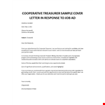 Corporate Treasurer cover letter example document template