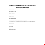 Condolence Message example document template 
