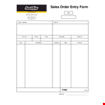 Sales Order Entry Form - Efficient Sales Order Entry Process Simplified example document template