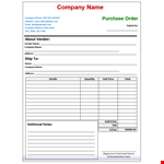 Create a Professional Purchase Order | Company Name example document template