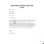 Employment Contract Rejection Template example document template