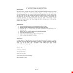 IT Support Desk Job Description example document template
