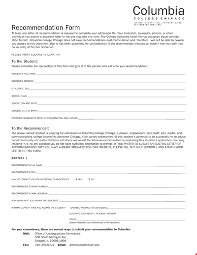 Recommendation Form