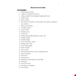 Master Event Checklist example document template