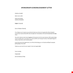 Sponsorship Acknowledgement Letter Template example document template 