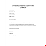 Apology letter for job refusal  example document template