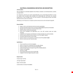 Electric Engineering Job Description example document template