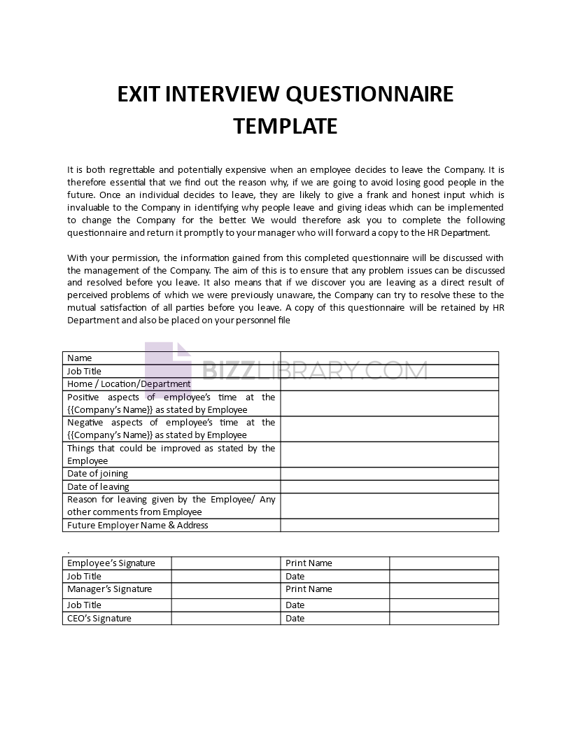 exit interview questions Main Image exit interview questions template