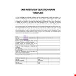 Exit Interview Questions example document template