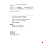 Tech Recruiter Job Description example document template