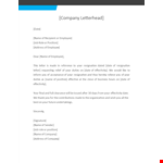 Get Your Relieving Letter on Resignation - For Employees Leaving Their Position example document template
