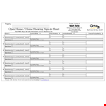 Open House Showing Sign In Sheet Template example document template