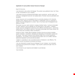 Hr Manager Job Application Letter example document template