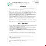 Student Media Release Form Template example document template