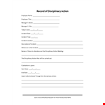Disciplinary Action Form | Employee Incident Disciplinary Action example document template