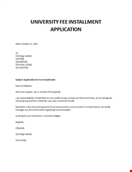 University Fee Installment Application