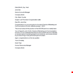 Promotion Letter for Marketing Manager | Company Promotion example document template 