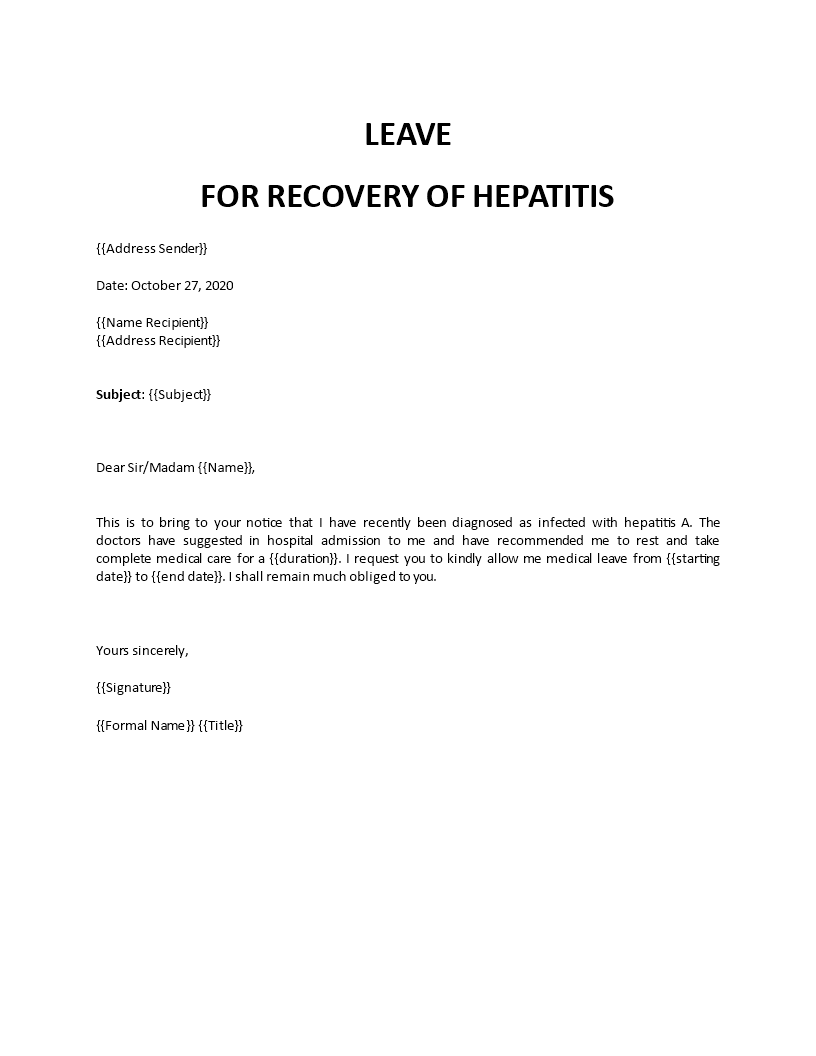 leave for recovery of hepatitis Main Image leave for recovery of hepatitis template