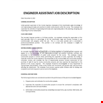 Engineer Assistant Job Description example document template