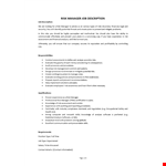 Risk Manager Job Description example document template