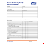 Contractor Weekly Safety Report example document template
