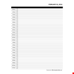 Hourly Daily Calendar for Monday, February | Download Now example document template