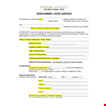 Entertainment Artist Contract Template example document template