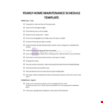 Yearly Home Maintenance Schedule example document template 