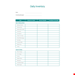 Daily Inventory Template - Manage Amount, Sugar, White Baking Powder example document template