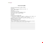 Post Event To Do List Template example document template