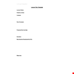 Lesson Plan Template for Effective Curriculum Integration example document template