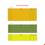 Document Checklist Spreadsheet Template example document template